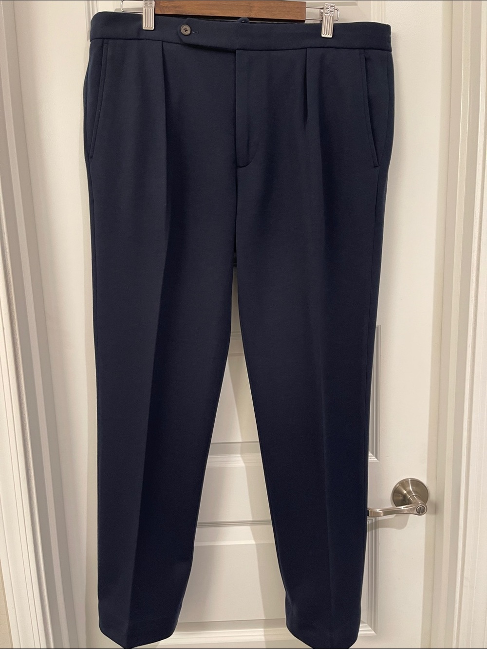 Polo by Ralph Lauren Navy Pleated Dress Pants with Jersey Material & Drawstring